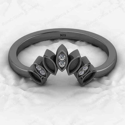 Genuine 925 Sterling Silver Marquise Semi Mounts 2x4-3x5mm Crown Ring Resin Breastmilk Ashes Jewelry Findings Components