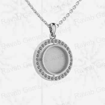 Best Quality 925 Genuine Silver 10mm Surrounded Semi Mount Good Resin Memorial Locket Setting Pendant Jewelry Findings Component