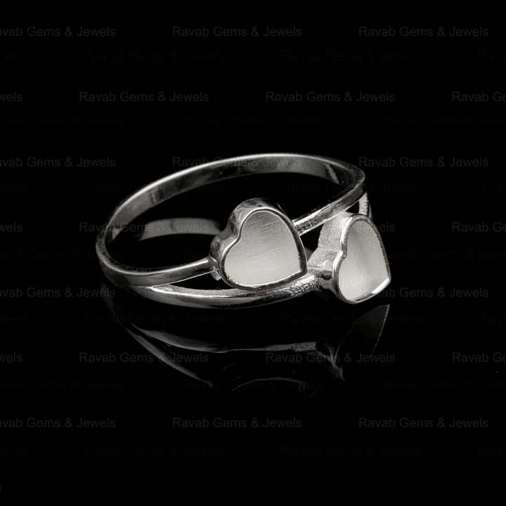 High Quality 925 Sterling Silver 5mm Double Heart Semi Mount Blank Bezel Setting Ring Good for Keepsake Breastmilk DIY Jewelry