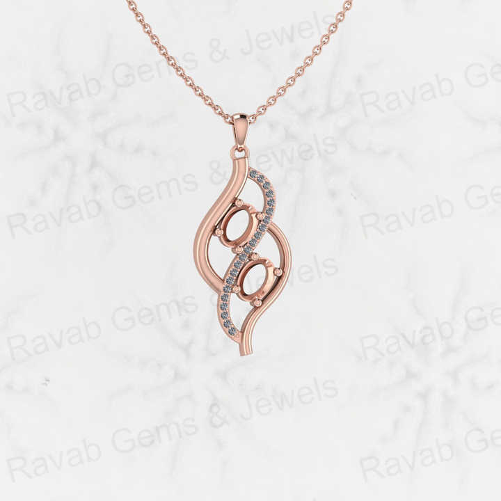High Quality 925 Sterling Silver 29mm Wave Infinity Charm Semi Mounting Pendant With CZ Fine Gemstone Jewelry With Chain Finding