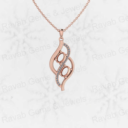 High Quality 925 Sterling Silver 29mm Wave Infinity Charm Semi Mounting Pendant With CZ Fine Gemstone Jewelry With Chain Finding
