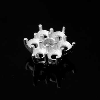 Solid 925 Silver 13.5mm Cluster Prong Blank Bezel Setting Collet High Quality Mounting Jewelry for DIY Pendant Components