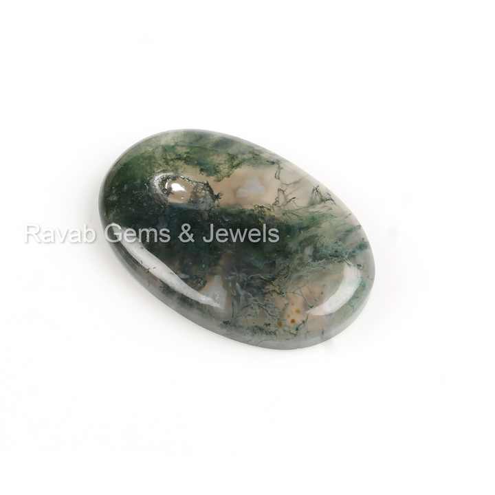20x30mm Oval Shape Flat Back Cabochon Natural Smooth Green Moss Agate Loose Gemstone Jewelry Making Calibrated Loose Cab Stones