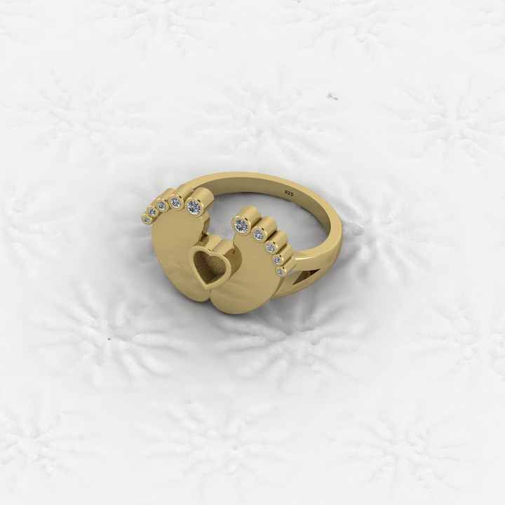 Superb Quality New Baby Born Foot Print 925 Silver Semi Mount Blank Setting Ring for Gemstone Findings & Components Jewelry