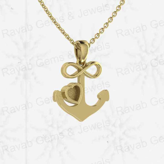 Genuine 925 Sterling Silver Anchor & Infinity 4mm Heart Pendant DIY Jewelry Setting with Good Resin Semi Mount Blank Charm