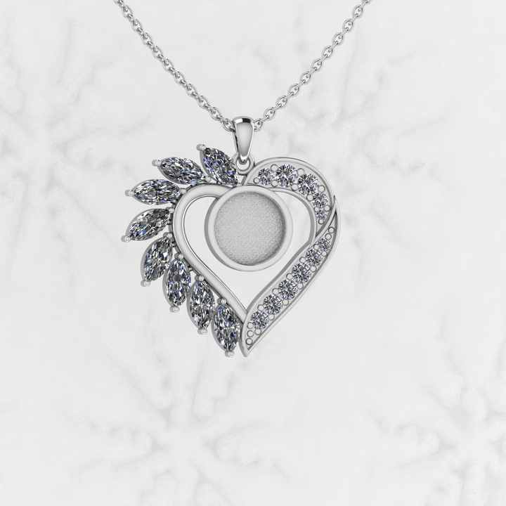 Top Selling Genuine 925 Sterling Silver Gold Plated 25mm Valentine Heart Charm Semi Mount Blank Pendant Setting Keepsake Jewelry