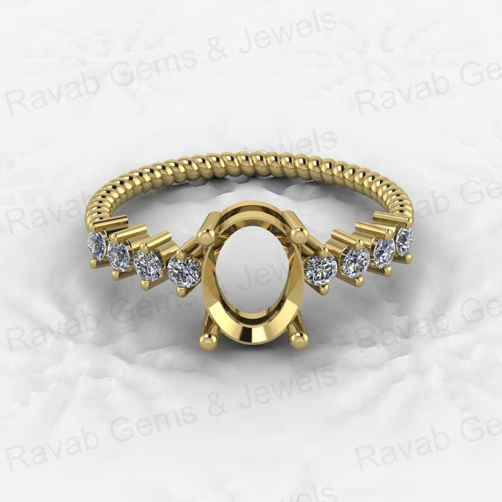 High Quality 925 Silver 6x8mm Oval Setting 4 Prongs Semi Mounting Bezel Crafted CZ Eternity Twisted Band Ring Jewelry Components
