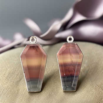 High Quality 925 Sterling Silver Coffin Shape Charm Pendant Bracelet 10x17mm Natural Smooth Multi Fluorite Fine Pendants Charms