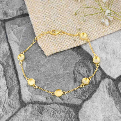 Handmade 925 Silver 18K Gold Plated 5mm Collet Base Breast Milk DIY Ashe Keepsake Bracelet with Zircon Stone Setting Jewelry