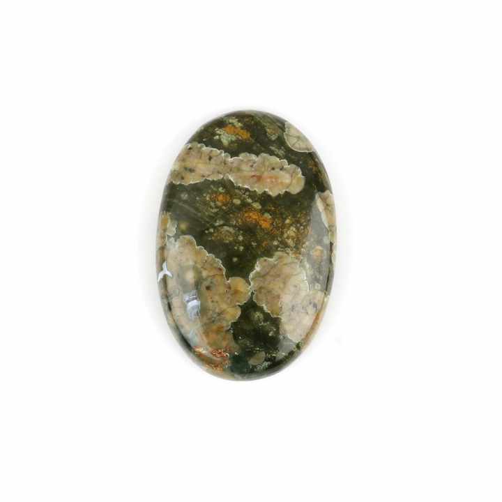 High Quality 20x30mm Natural Green Rainforest Jasper Smooth Oval Flatback Cabochon Fine Jewelry Making Loose Gemstone