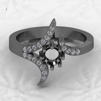 Best Selling 925 Sterling Silver 5mm Round CZ Semi Mount Blank Prong Setting Ring Good for Fine Gemstone Jewelry Component