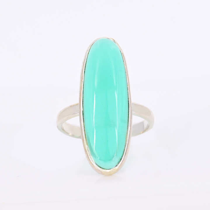 Best Selling Solid 925 Sterling Silver Green Fluorite Hydro 10x30mm Long Oval Bezel Setting Ring for Women Fine Handmade Jewelry
