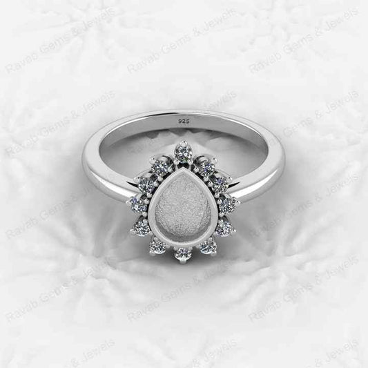 Top Quality 925 Sterling Silver 6x8mm Shape Semi Mount Blank Setting Ring Good for Resin & Ashes Work Keepsake Fine Jewelry