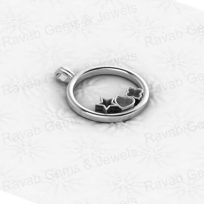 925 Sterling Silver 30mm Circle With Star Heart Clover Semi Mount Blank Pendant Resin Ashes Necklace Work Jewelry Findings Charm