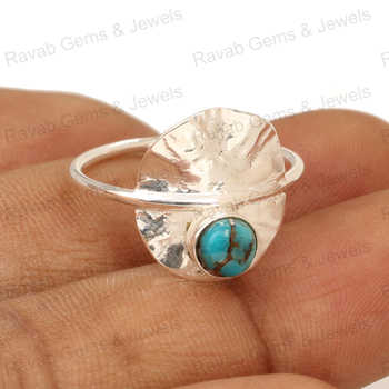 Best Selling Fine Jewelry Natural 12mm Square Kingman Arizona Turquoise Gemstone 925 Silver Gold Vermeil Eternity Dainty Ring