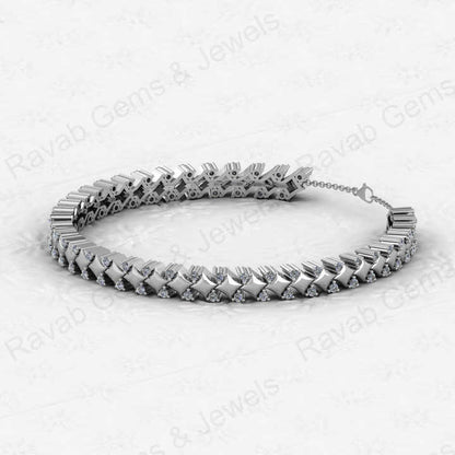 Best Quality Solid 925 Sterling Silver 18K Gold Plated Square Beaded Link Chain CZ Prong Setting Tennis Bracelet for Women