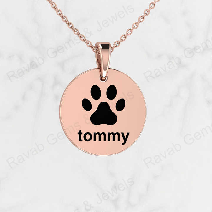 Best Selling 925 Sterling Silver 20mm Coin Custom Dog Paw Logo Engraved Personalized Diamond Charm Pendants Women Fine Jewelry