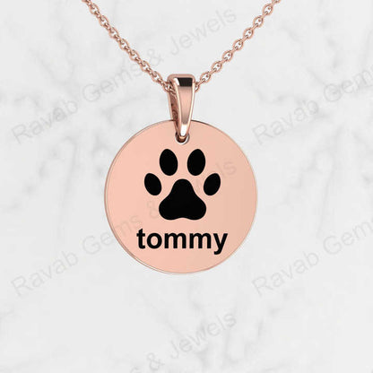 Best Selling 925 Sterling Silver 20mm Coin Custom Dog Paw Logo Engraved Personalized Diamond Charm Pendants Women Fine Jewelry