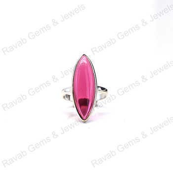 Top Selling 925 Sterling Silver Marquise Bezel Setting Ring 10x30mm Pink Tourmaline Quartz Fine Handmade Jewelry for Women