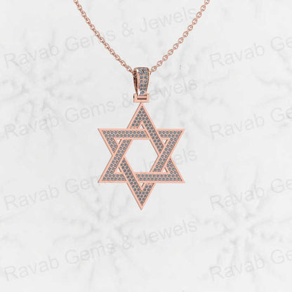 Best Selling 925 Silver 35mm Star David Hip Hop Pendant Necklace Trendy Religious Fine Jewelry for Men with Pave Zircon Charm