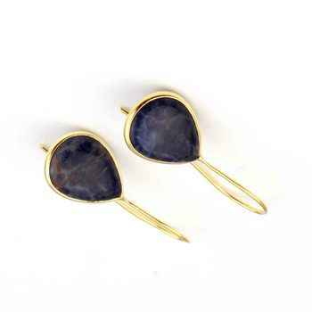 Best Quality Solid 925 Sterling Silver Fine Dangle Earrings 12x16mm Sodalite Drop Bezel Handmade for Women Wedding Party Gift