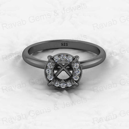 Genuine Solid 925 Sterling Silver Aire Solitaire Semi Mount Blank Setting Ring Good for Ashes & Resin Work Breastmilk Jewelry