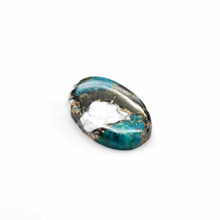 White Buffalo Kingman Turquoise 20x30mm Oval Shape Flat Back Calibrated Loose Gemstone Cabochon for Making 18k Gold Jewelry