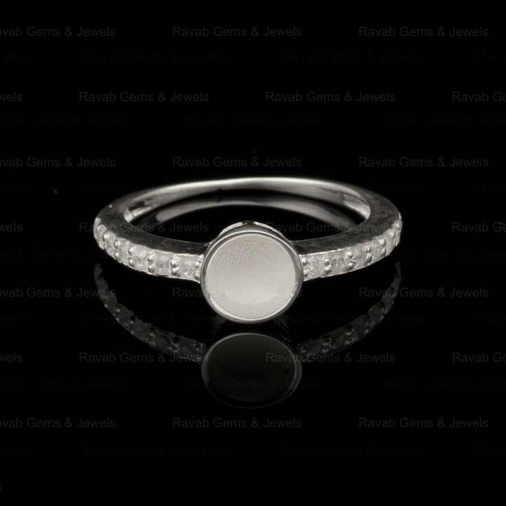Best Selling Wholesale Silver 6mm Round Zircon Half Eternity Semi Mount Blank Setting Ring for Keepsake Breastmilk DIY Jewelry