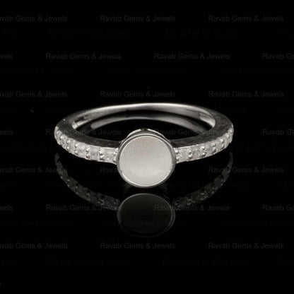Best Selling Wholesale Silver 6mm Round Zircon Half Eternity Semi Mount Blank Setting Ring for Keepsake Breastmilk DIY Jewelry