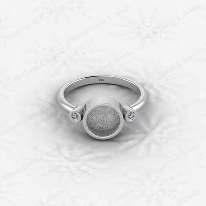 Superb Quality 925 Silver Round 8mm Semi Mount Blank Setting Ring for Gemstone Ashes & Resin Findings & Wedding Gift Jewelry