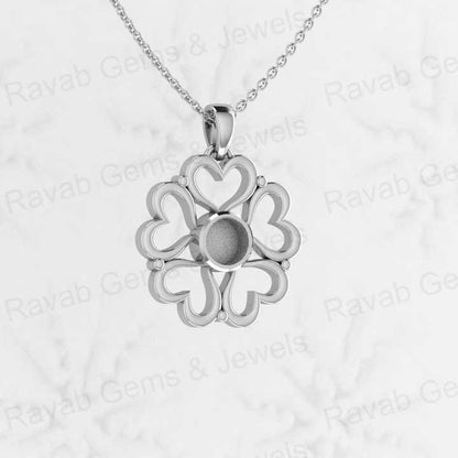 Best Quality 925 Sterling Silver 28x22mm Infinity Heart Flower Semi Mounting Blank Charm Pendant for Resin & Ashes Work Jewelry