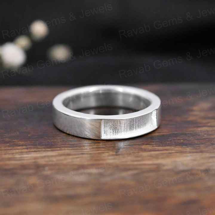 High Quality 925 Silver Rectangle 5mm Wide Inlay Setting DIY Breast Milk Signet Ring Resin Ashes Jewelry Findings Components