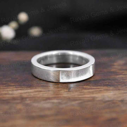 High Quality 925 Silver Rectangle 5mm Wide Inlay Setting DIY Breast Milk Signet Ring Resin Ashes Jewelry Findings Components