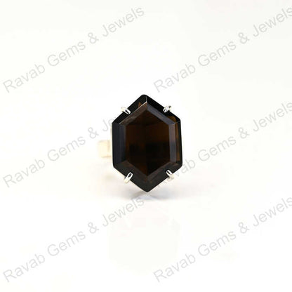Hot Selling Solid 925 Sterling Silver Natural Black Onyx Hexagon Shape Prong Ring for Women Fine Handmade Gifted Jewelry