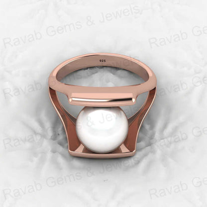 Top Quality Genuine 925 Sterling Silver 10mm Fresh Water of Pearl Floral Open Band Wedding Wear Ring for Women Fine Jewelry