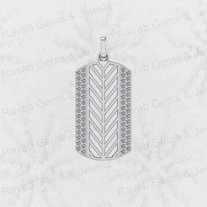 Best Quality Solid 925 Sterling Silver Engraved Chevron Cross Bar Pendant Men's CZ Prong Setting Handmade Necklace Fine Jewelry
