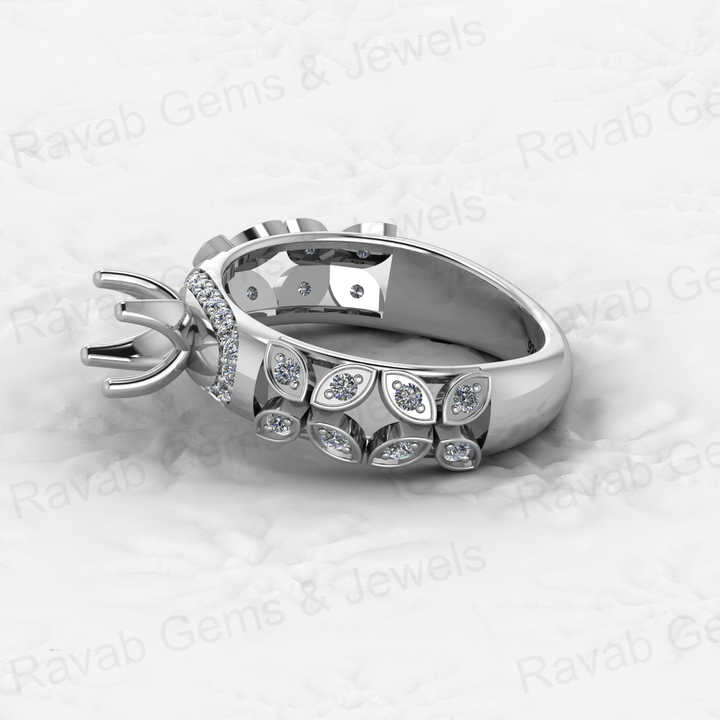 Genuine Solid 925 Sterling Silver Leaf Solitaire Semi Mount Blank Setting Ring Good for Ashes & Resin Work Breastmilk Jewelry