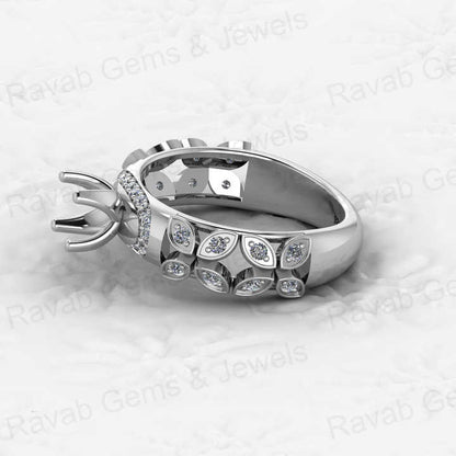 Genuine Solid 925 Sterling Silver Leaf Solitaire Semi Mount Blank Setting Ring Good for Ashes & Resin Work Breastmilk Jewelry