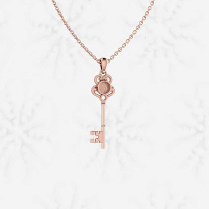 Top Quality 925 Silver 25mm Key Design Blank Bezel Base Charm Pendant Gemstone Setting Breast Milk DIY Memorial Keepsake Jewelry