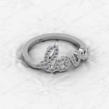 Best Selling Solid 925 Sterling Silver Script CZ Love Forever Promise Gold Vermeil Wedding Eternity Band Women Ring Fine Jewelry