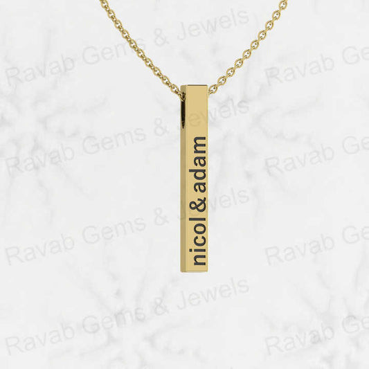 High Quality 30mm 925 Solid Sterling Silver Cubic Bar Memorial Pendant Personalized Couple Name Necklace Fine Pendants Charms