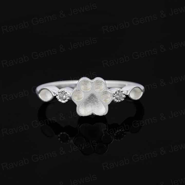 High Quality 925 Silver 8mm Dog Paw Half Eternity Marquise With CZ Empty Blank Setting Ring Breastmilk DIY Memorial Pet Jewelry