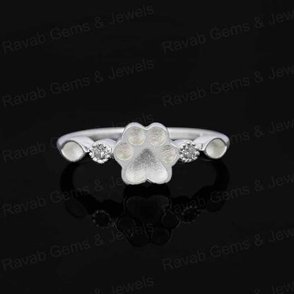 High Quality 925 Silver 8mm Dog Paw Half Eternity Marquise With CZ Empty Blank Setting Ring Breastmilk DIY Memorial Pet Jewelry