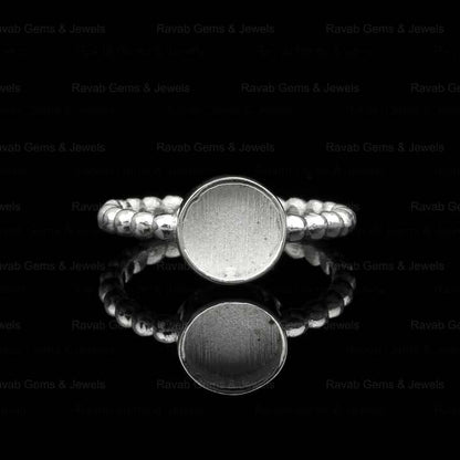 Superb 925 Silver 8mm Round Granulation Eternity Band Semi Mount Blank Bezel Setting Ring for Keepsake Breastmilk DIY Jewelry