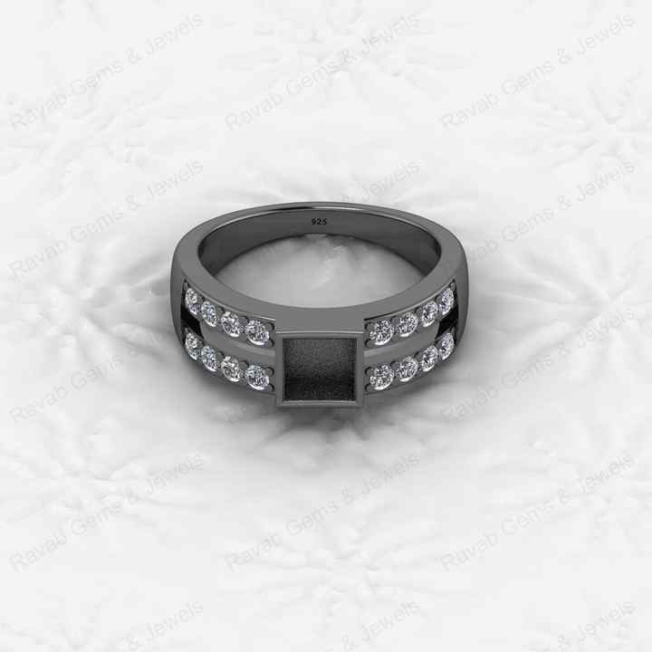 Top Quality 925 Silver 7X7mm Double Band With CZ Semi Mount Blank Setting Ring Good for Resin & Ashes Work Keepsake DIY Jewelry