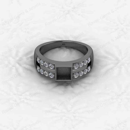 Top Quality 925 Silver 7X7mm Double Band With CZ Semi Mount Blank Setting Ring Good for Resin & Ashes Work Keepsake DIY Jewelry