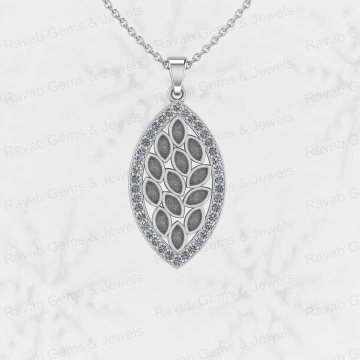 Solid 925 Silver 16x28mm Marquise Shape Semi Mounting Charm Pendant Setting for Resin Ashes Stone Jewelry Findings Components