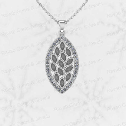 Solid 925 Silver 16x28mm Marquise Shape Semi Mounting Charm Pendant Setting for Resin Ashes Stone Jewelry Findings Components