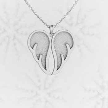 Genuine 925 Sterling Silver 25mm Angel Wings Heart Charm Semi Mount Resin Ashes Work Necklace Jewelry Findings