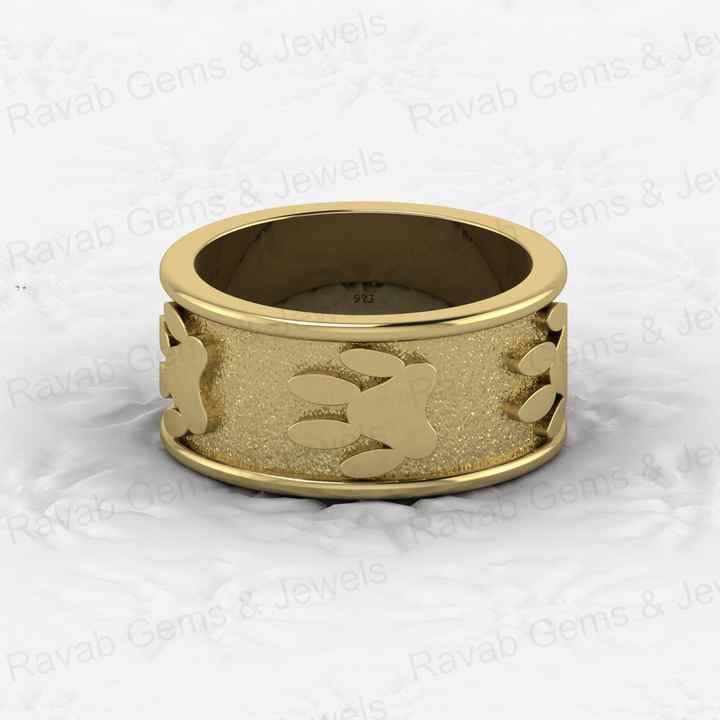 Superb Quality Solid 925 Sterling Silver Dog Paw Foot Print Modern Signet Band Ring for Men's Custom Fine Handmade Jewelry